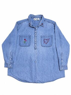 Vintage 80’s Best United Garment Co Denim Long Sleeve Button-up Women’s 2X